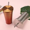 500ml Stainless Steel Mug with Lid Vacuum Double-Layer Tumbler with Straw Insulation Bottle Reusable Coffee Juice Cup Drinkware