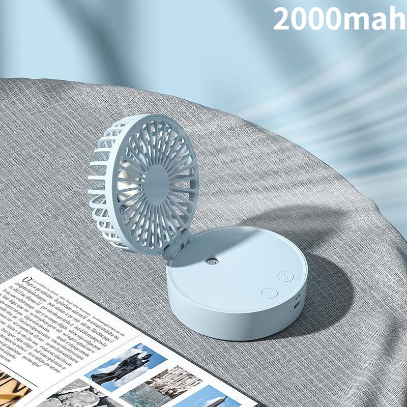 Portable Hand-held Fan  Desktop Multifunctional Folding Humidifying Fan With Colored Light 2000mah For Outdoor Office And Home