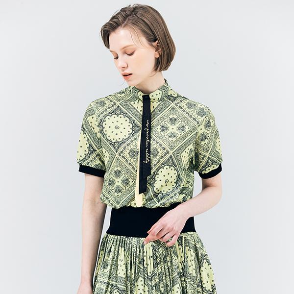 Henry Stuart Women S Paisley Elastic T-Shirt Yellow Yellow/S[90]