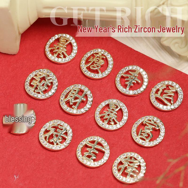 Nyårsförmögenhet Nageldekor: Lyckobringande legering Strass Berlocker