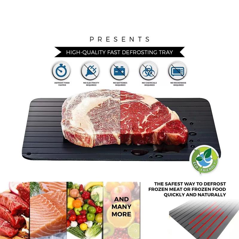 Quick Defrosting Tray for Frozen Meat Natural Heating Defroster Tray Rapid and Safer Chopping Boards for Frozen Meat Fish