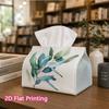 1pc, 2D Flat Printing, Tissue Box Elegant Blue-Green Leaf Pattern Printed Tissue Box, Durable Decoration Storage for Kitchen, Living Room, Bedroom, An