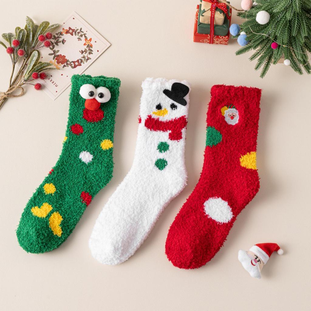 Women's Thick Mid-Calf Christmas Floor Socks for Sleep