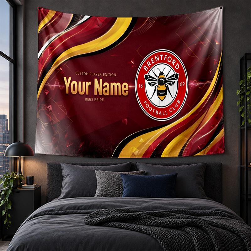Personalized Tapestry Wall Hanging Brentford Football Pattern Art Background Cloth