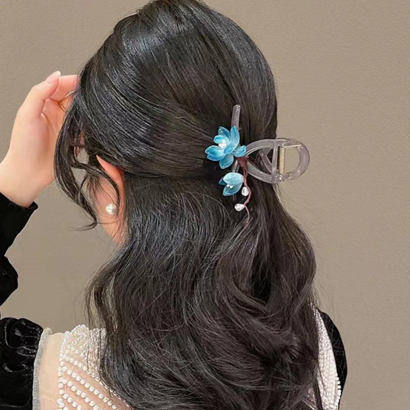 1pcs Chinese Style Floral Acrylic Hairpins Hair Clip Crab Hair Claws For Women Girl Flower Hair Accessories Headdress Party Gifts