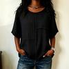 Women's Color Neck Short Sleeve T-Shirt for Casual Wear