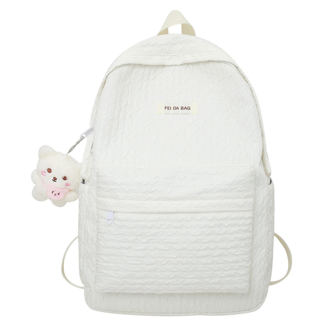 

Женский рюкзак большой емкости, повседневный студенческий рюкзак 30x14x45cm белый