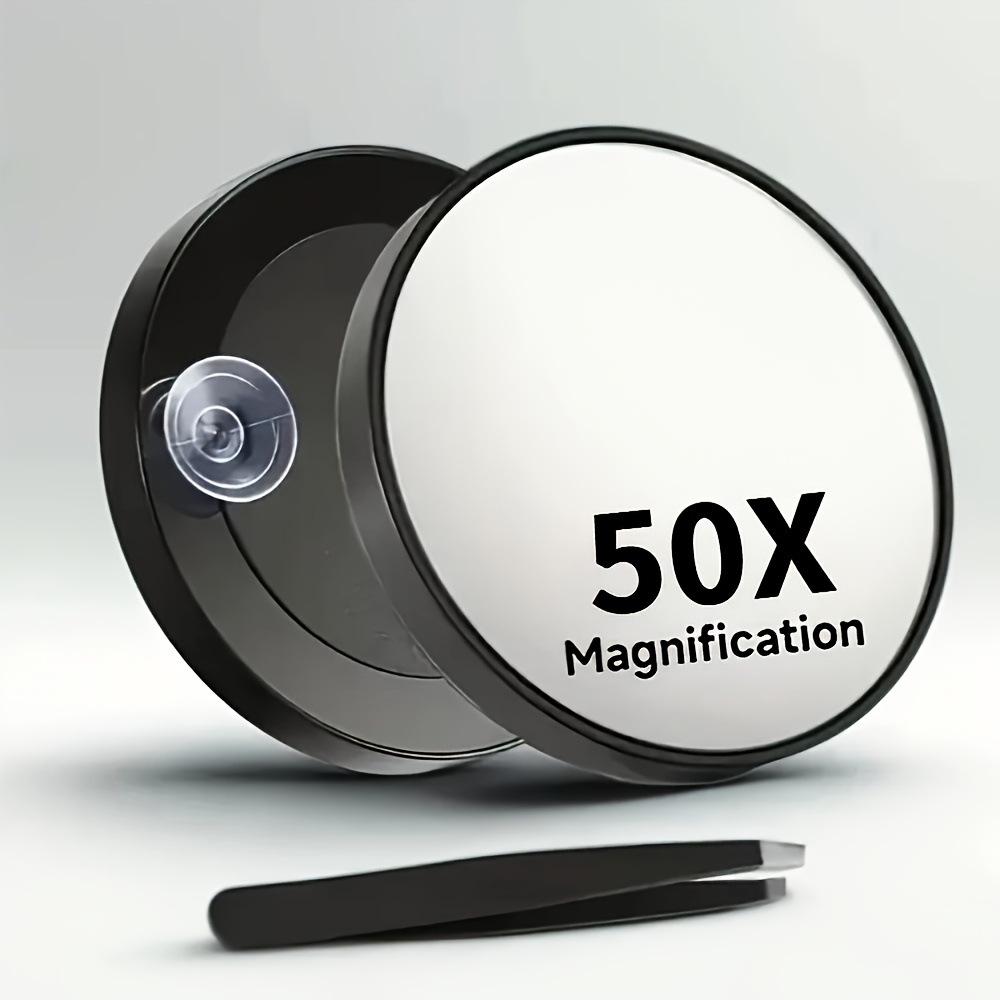 Oglindă Compactă HD de Mărire pentru Machiaj cu Ventuză - Portabilă 40/50x Mică Rotundă de Mână Asistent de Frumusețe