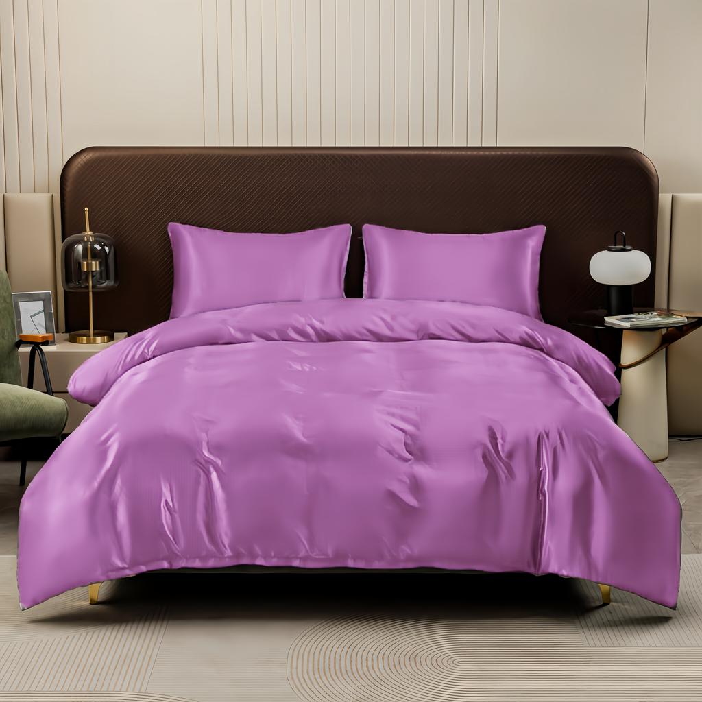 Kuup Satin Surface Duvet Cover Colored Bedding Set Queen Size Quilt Cover High Quality Skin-Friendly Fabric Bedding No Sheet