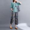 2026 Summer Women's Slimming Suit: Loose Top & Printed Nine-Point Pants Plus Size Two-Piece Set