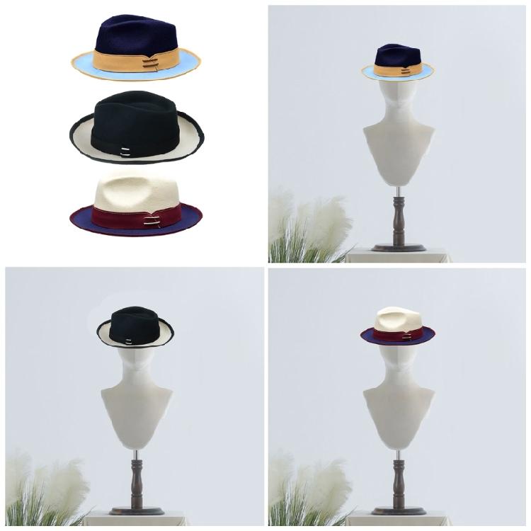 Multiuse Wool Fedoras Color Blocked Patchwork Top Hat For Men And Women Unisex Cosplay Party Costume Accessories Hat