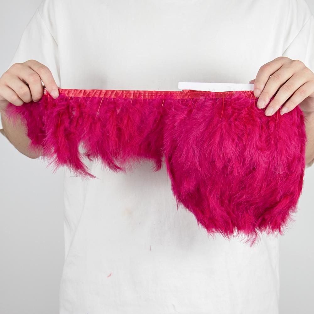 1Meters Turkey Feather Trim Fringe 10-15CM Marabou Feathers Ribbon White Black Feather On Tape Sewing Trimmings Clothes Dress