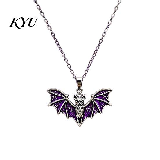 Fashionable Halloween Jewelry Sets Gothic Bat Accessory, Vintage Punk Necklace, Viking Metal Vampire Theme Style Dangle Drop Earrings for Cosplay