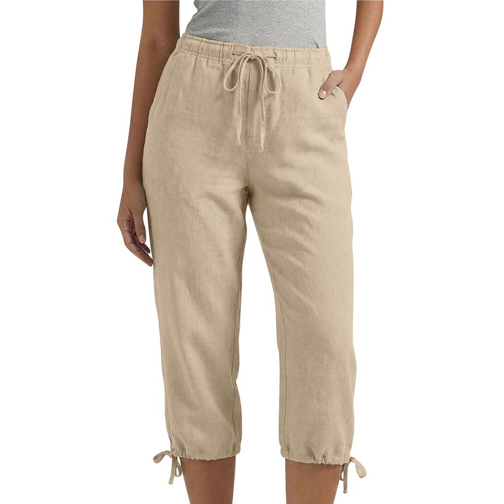 Women's Casual Loose High-Waisted Drawstring Seven-Inch Pants