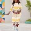 Women Plus Size Round Neck Long Sleeve Printed Top And Fitted Pants Two Piece Set