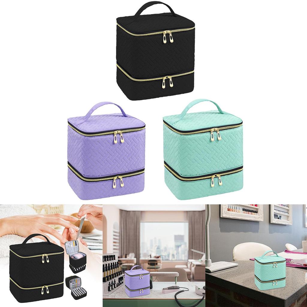 Compact Nail Polish Holder for 30 Bottles and Lamp, Travel-Friendly Design