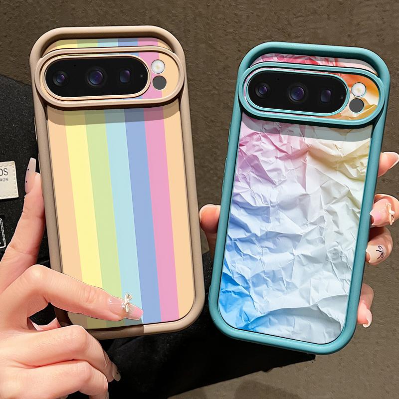 Rainbow Line Print Case For Google Pixel 10 Pro XL For Google 9A 9 8 7 Pro 8A 7A Shockproof Bumper Soft Silicone Phone Back Cover