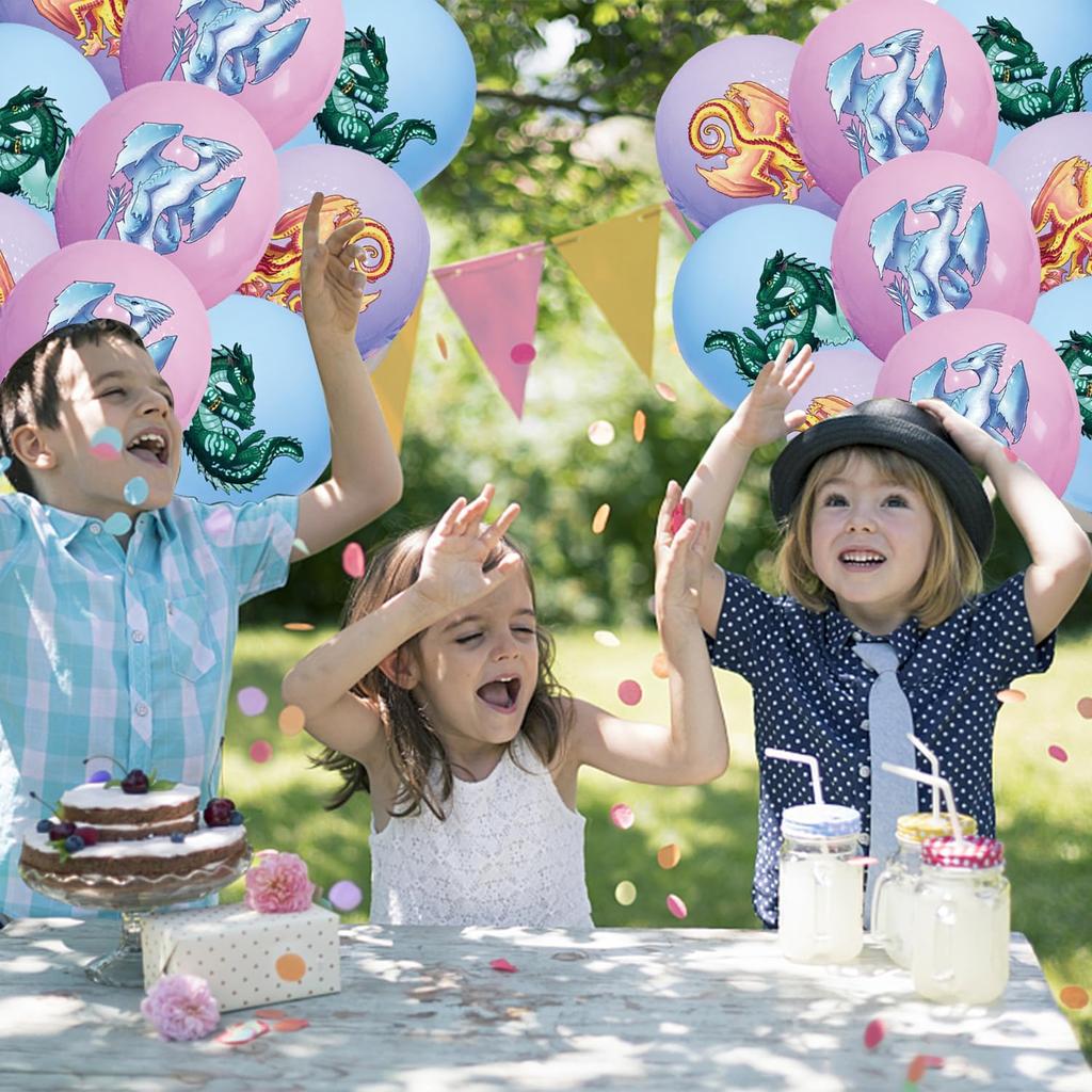 50 PCS Wings of Fire Themed Birthday Party Supplies Decorations Set with Banner, Balloons, Hanging Swirls, Cake Cupcake Toppers for Boys Girls Wings