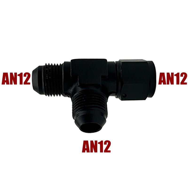 4AN 6AN 8AN 10AN 12AN Hose Tee Connector Fitting Male To Male Female Tee On Side Thread Fitting Adapter Junction Coupler Black