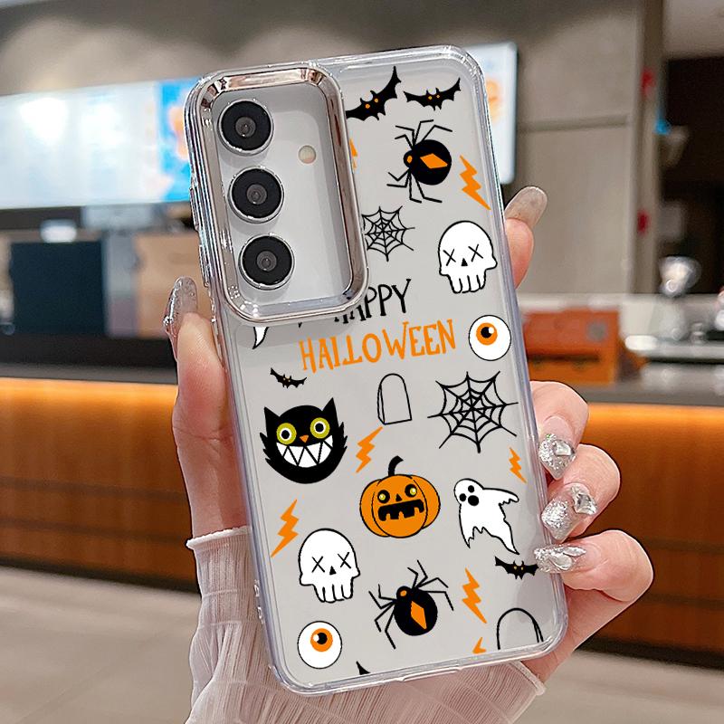 Halloween Ghost Pumpkin Case For Samsung Galaxy S26 S25 Ultra S24 S23 S22 Plus S21 A16 A17 A26 A36 A37 A54 A55 A56 A57 5G Clear Soft Cover