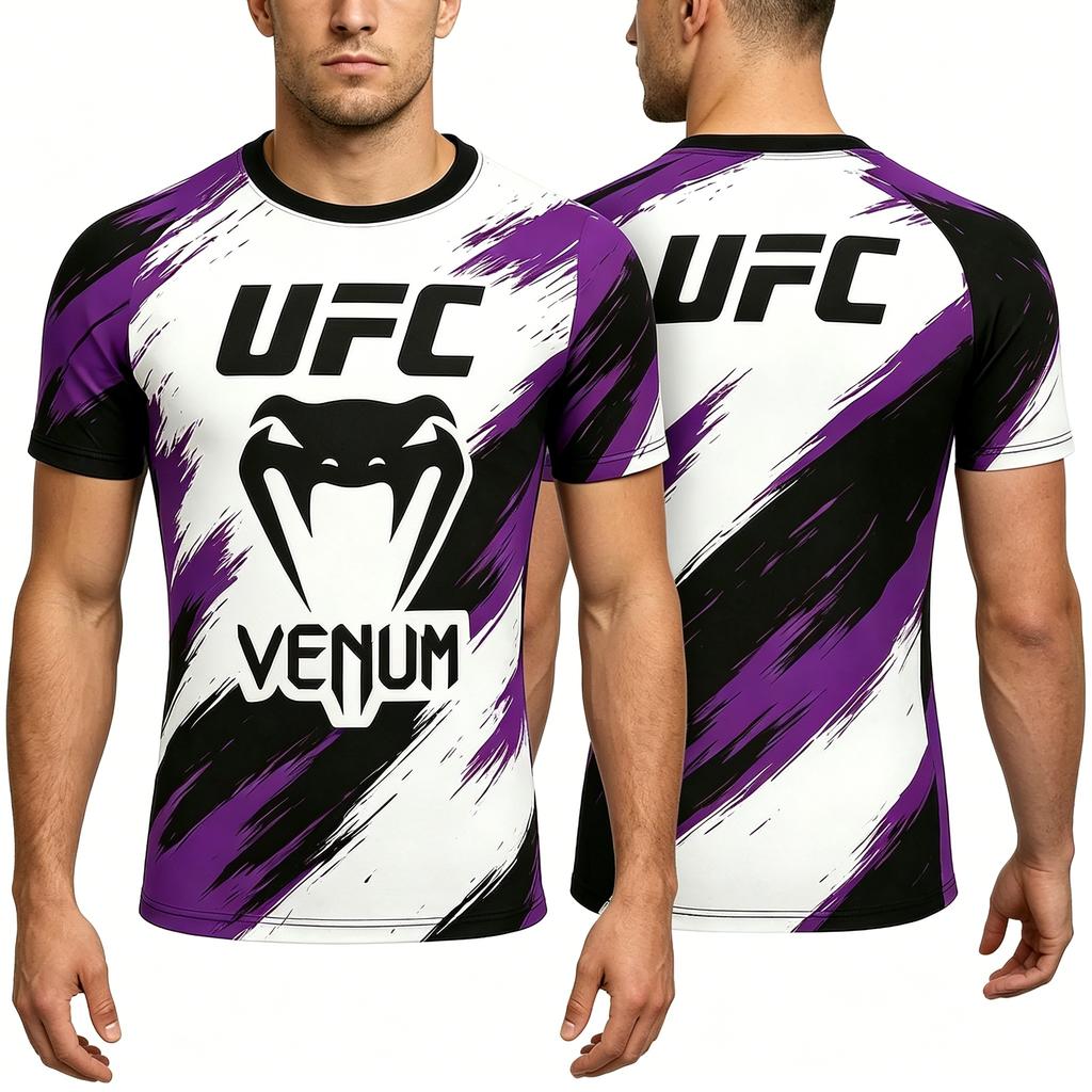 Sports Short-Sleeve Breathable Quick-Dry Gym Fight Training T-shirt Round Neck Printed Top