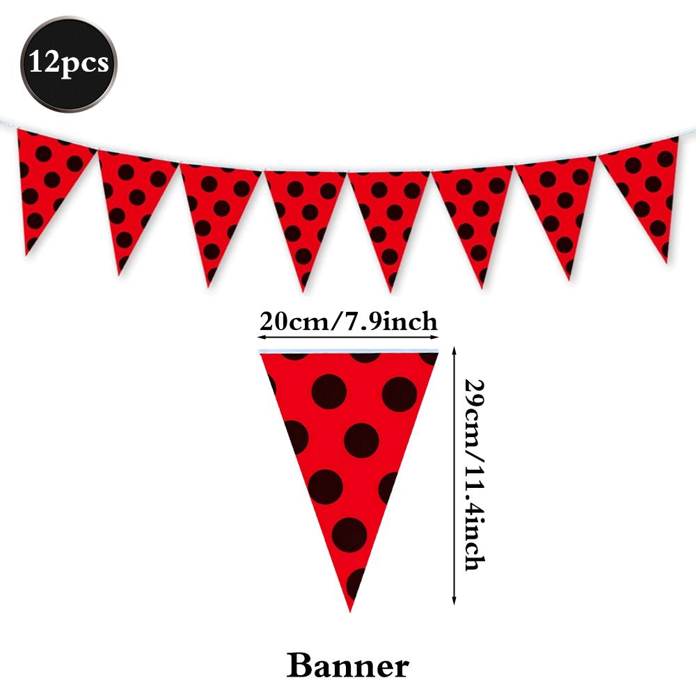 Red Black Polka Dot Party Supplies Ladybug Theme Tableware Plates Cups Napkins Balloon Kids Girl Birthday Decoration Baby Shower