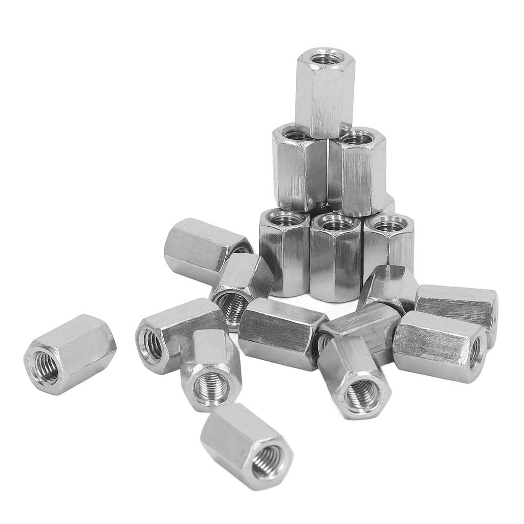 20PCS Hex Coupling Nuts 304 Stainless Steel Thread Rod Connection Nut for Bolts Studs Screws