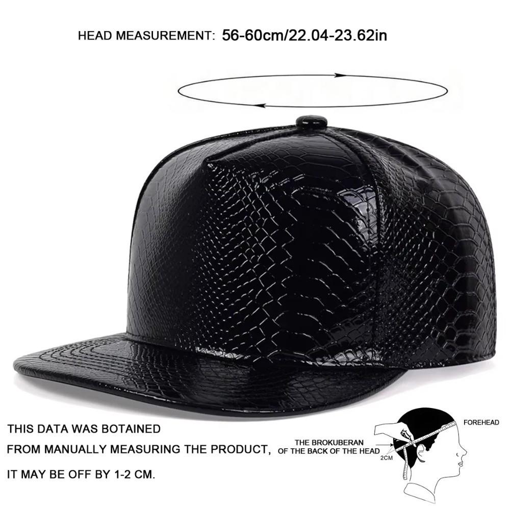 Cappellino da Baseball Semplice Regolabile in Pelle PU Protezione Solare Cappello Hip-hop Cappello da Sole Cappellino Snapback con Fantasia Coccodrilli Visiera Parasole