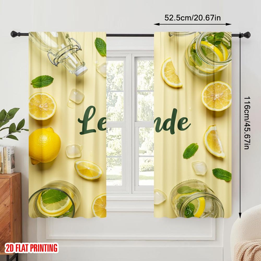 2 szt. płaski nadruk 2D Zasłony okienne Napój orzeźwiający Lemoniada Lato Poliester Bez elektryczności Dekoracje na imprezę Użyj do