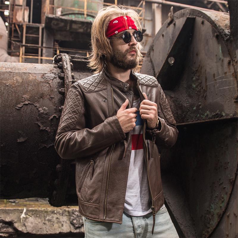 

Harley Men s Genuine Leather Asymmetrical Zipper Motorcycle Jacket XXL коричневый