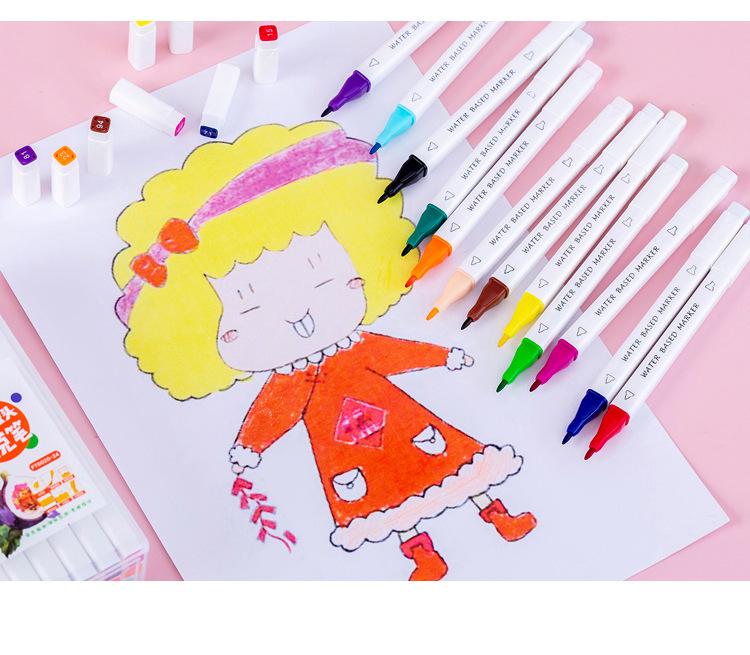 24/48-Color Double-Tip Water-Based Markers for Elementary Students' Drawing, Children's Art Supplies
