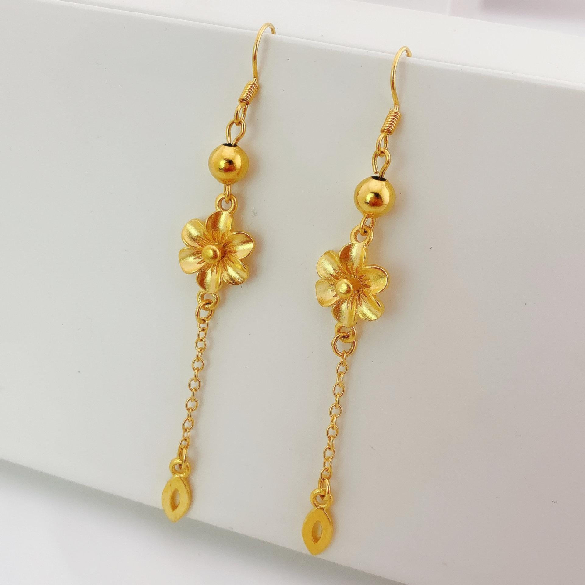 Brass Plating Gold Earrings Sand Gold Long Tassel Earrings Earrings Wedding Gold Plated Jewelry Earring