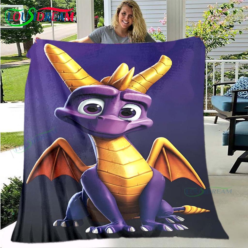 3D Klasické hry S-Spyro Drak Deka Hvězdné Umění Flanelová Tenká Deka Přenosná Domů Cestování Kancelář Deka na Obědovou Přestávku Dárek