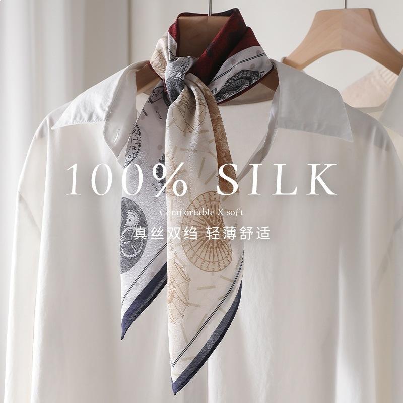 Hangzhou silk color matching star 111 mulberry silk scarf scarf autumn versatile silk square scarf double crepe silk scarf