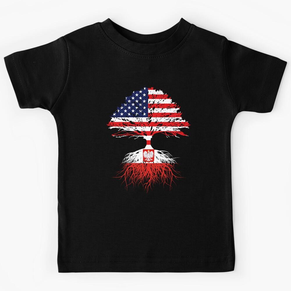 Polish Roots, Polish American, Poland Grown, Poland USA Flag, Poland Design Art Gift For Men Women Youth Family Kids T-Shirt 140