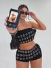 Dames Gotische Punk Uitgesneden Oogjes Eén Schouder Top & Short Set