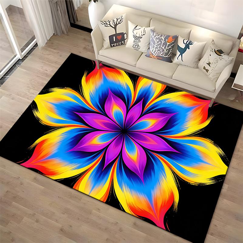 Colorful Abstract Flower Petal Pattern Carpet - Home Decor Art Rug Suitable for use as an anti-slip for living room bedroom sofas