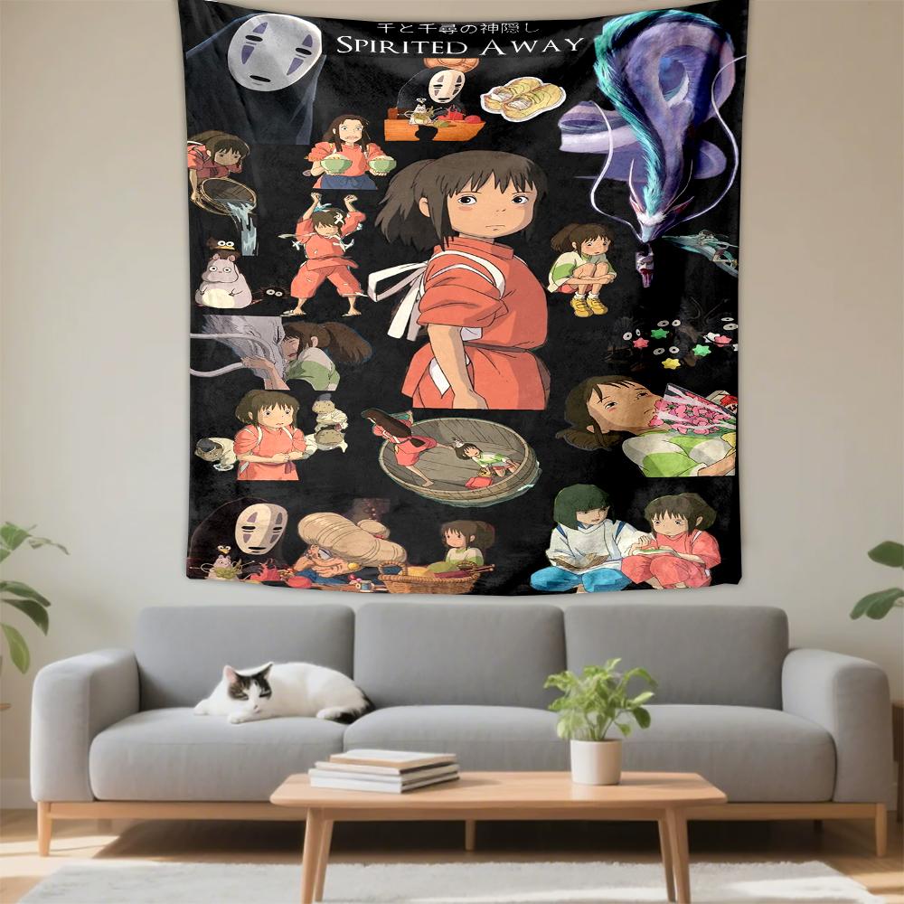 Tapestry Spirited Away Chihiro No Face Haku Anime Character Collage Poster Wall Art for Fan Cave