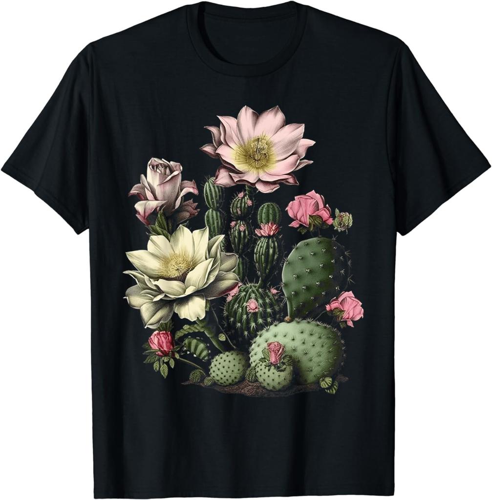 Kaktus Sukkulente Pflanze Retro Kakteen Botanik Botanische Grafik Geschenk Unisex T-Shirt