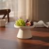 Beige Stein Tablett mit erhöhtem Rand Neutrales Zuhause Dekor Elegant für Essbereich