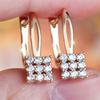 White Zircon Small Round Stone Square Hoop Earrings For Women Vintage Gold Color Fashion Ear Buckle Wedding Jewelry Party Gifts