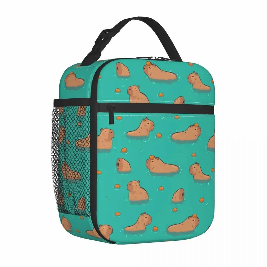 Niedliche fröhliche Capybara-Accessoires Isolierte Lunchtasche für Kinder Schule Brotdose Tragbar Neuankömmling Kühler Thermische Lunchbox