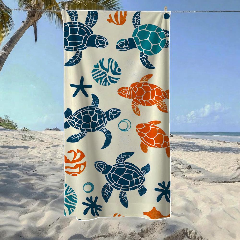 

Tropical Sea Turtle Print Beach Towel, Soft Quick-Drying, Perfect For Portable Outdoor Travel Swimming, Camping And Summer Beach W30*H60(CM)