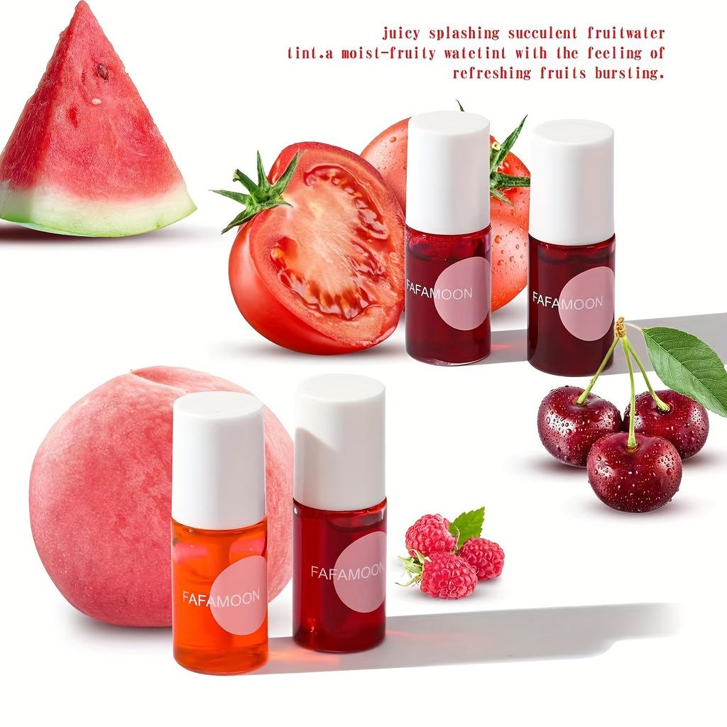 Teinte à Lèvres Fruitée, Teinte Gloss à l'Eau, Rouge à Lèvres Liquide Hydratant Waterproof, Non Collant, Haute Pigmentation, Couleurs Vibrantes Longue Tenue