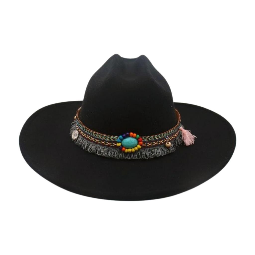 Dance French Flat-Brimmed Cowboy Hat Premium Ethnic Style Tourism Shade Stage Jazz Hat