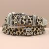 Cross Belt Leopard Print Western Rhinestone Belt Personalized Denim Woman Rivet Jeans Belt