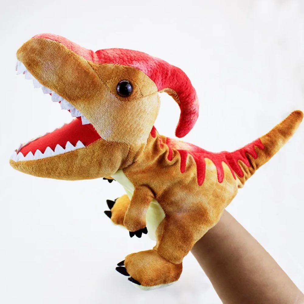 New 11 style Dinosaur Hand Puppet Plush toys Kindergarten performance Hand control glovesTriceratops Tyrannosaurus Dilophosaurus