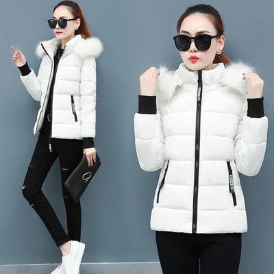 Short Cotton Jacket Women Winter Coat Thickened Warm Outerwear With Big Fur Collar Stylish Slim Fit