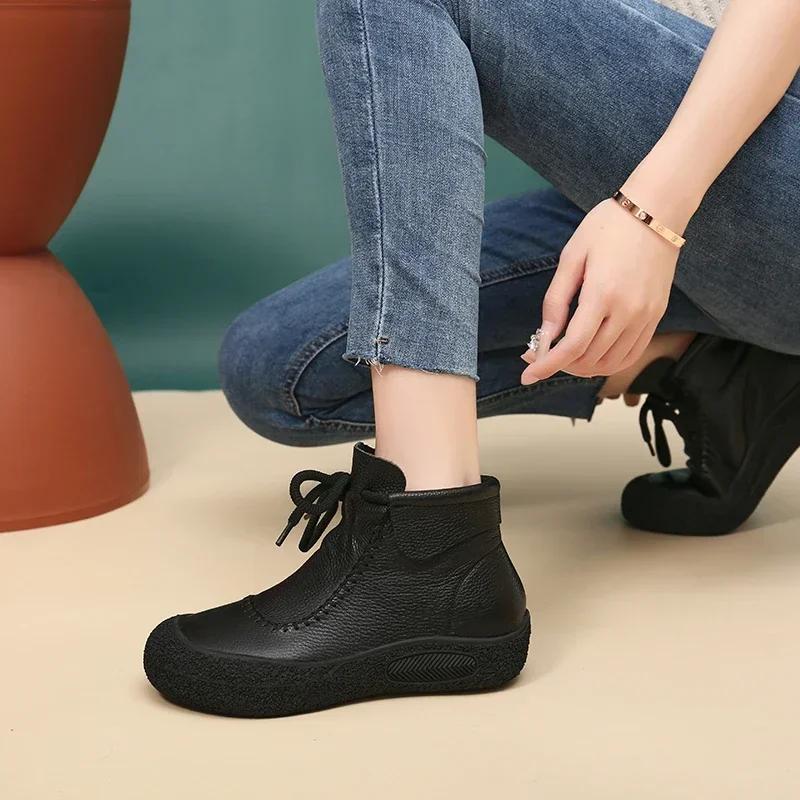 Dámske Jednoduché Topánky Jar Jeseň Hrubá Podrážka Sťahovacia Šnúrka Šev Auta Oxford Topánky Módne Pohodlné Zvýšenie Protišmykové Zapatos Mujer
