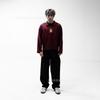 Vintage Burgundy Navy Color Block Polo Collar Sweater Shield Embroidery Long Sleeve Men Women